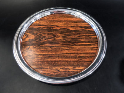 Vintage Silver Plate And Formica Round Serving Tray BarTray Trays