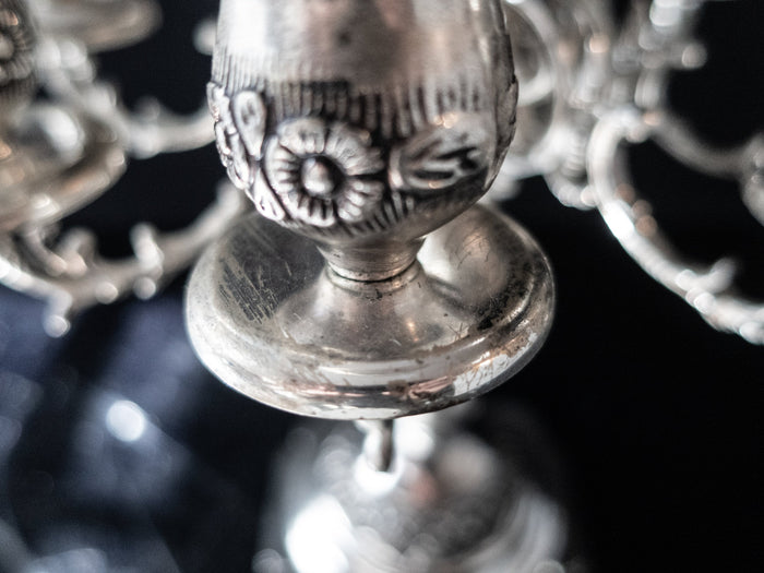 Vintage Silver Plate Candelabra 8 Arm 9 Candle Holder 13" Tall