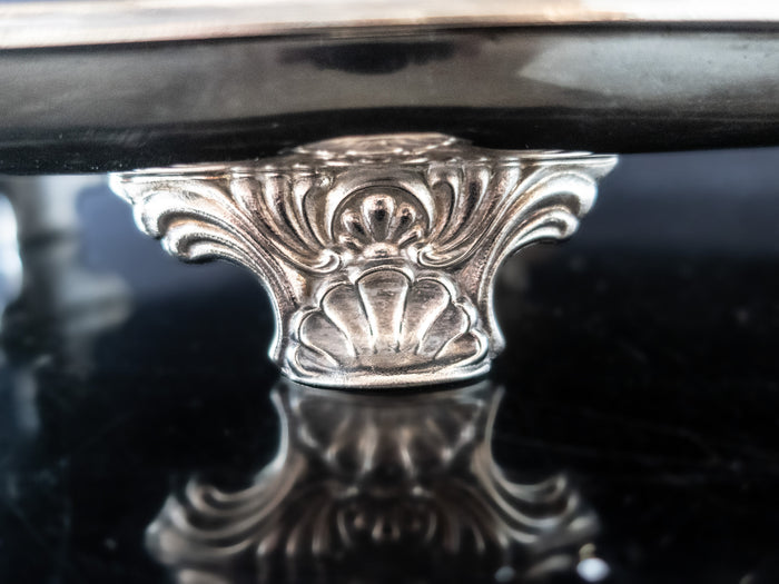 Vintage Silver Plate Chippendale Tray Butler Tray Oval Serving Tray