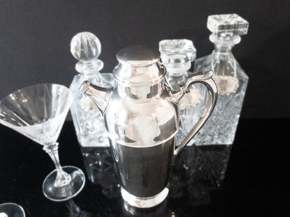 Vintage Silver Plate Cocktail Shaker Art Deco Beverage Dispenser