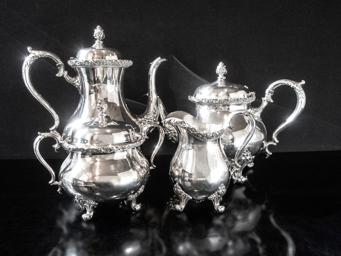 Vintage Silver Plate Du Barry Floral Tea Set Service Set Wilcox IS