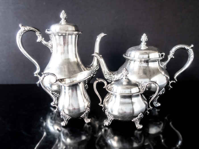 Vintage Silver Plate Du Barry Tea Set Coffee Service Set Wilcox IS