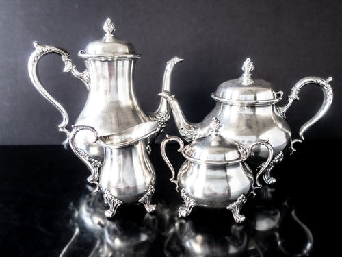 Vintage Silver Plate Du Barry Tea Set Coffee Service Set Wilcox IS