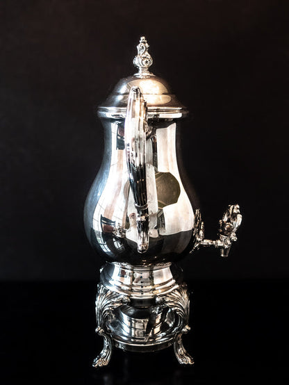 Vintage Silver Plate Samovar Coffee Urn 25 Cup Tea Warmer Hot Water Dispenser IOB