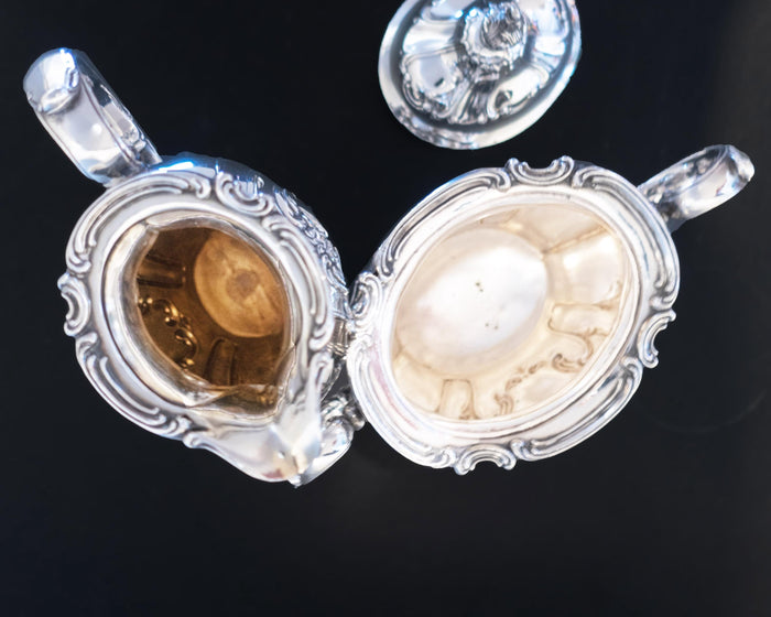 Vintage Silver Plate Sugar And Creamer Set Chantilly Gorham YC1303 YC1304