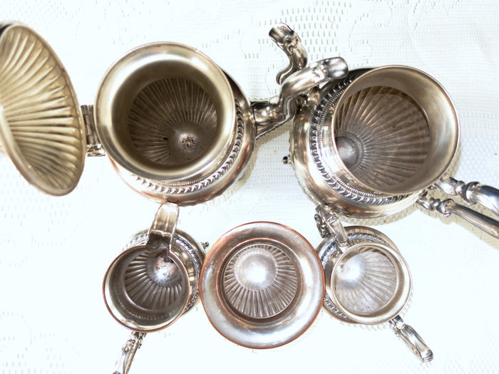 Vintage Silver Plate Tea Service Set Berry Finial Silver On Copper Goldfeder Silver Co