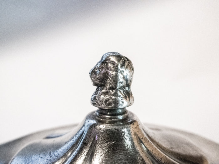 Vintage Silver Soldered Sugar Bowl Lion Head Finial International Silver 1953 Sugar Bowls