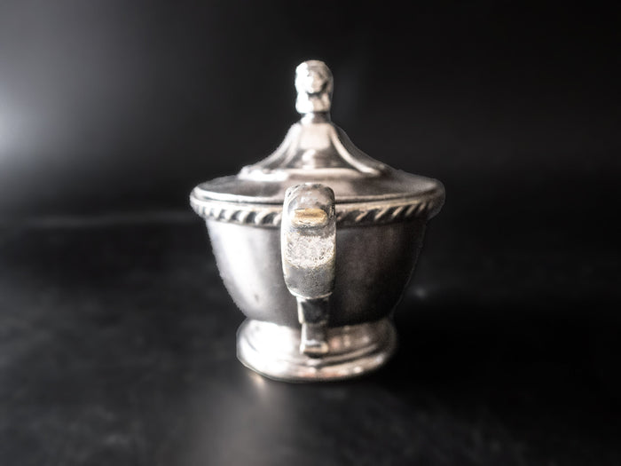 Vintage Silver Soldered Sugar Bowl Lion Head Finial International Silver 1953 Sugar Bowls