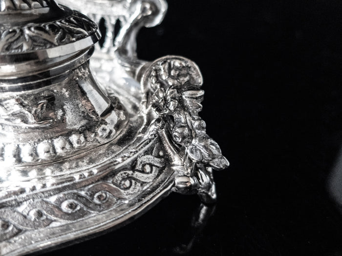 Vintage Silverplate Castilian Imports Double Inkwell
