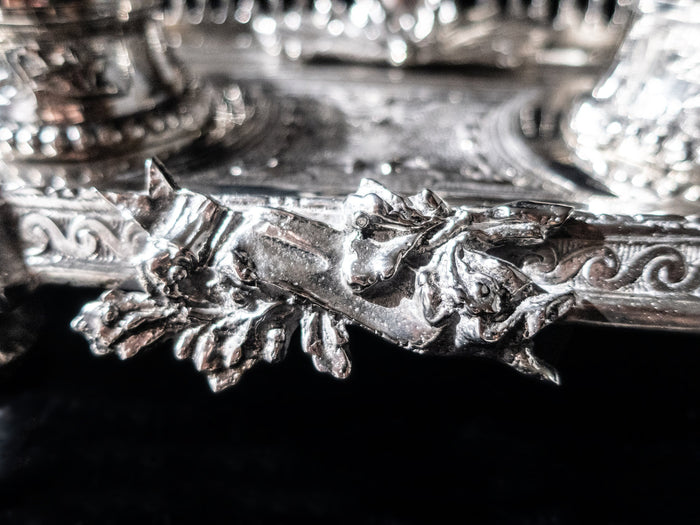 Vintage Silverplate Castilian Imports Double Inkwell