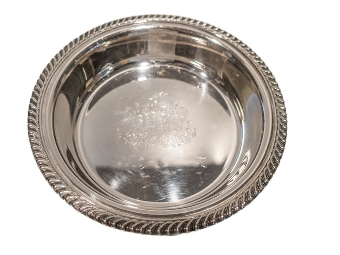 Vintage Silverplate Champagne Wine Coaster Engraved Crest Silver And Silverplate