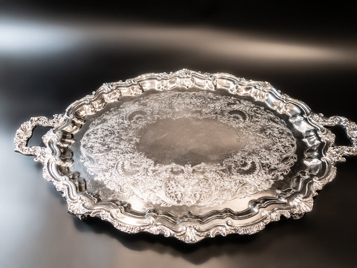 Vintage Silverplate Serving Tray Shell And Scroll By Webster Wilcox Trays