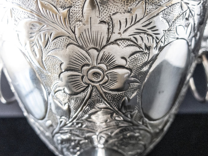 Vintage XL Silver Plate Coffee Urn Samovar With Lion Faces Hot Water Dispenser