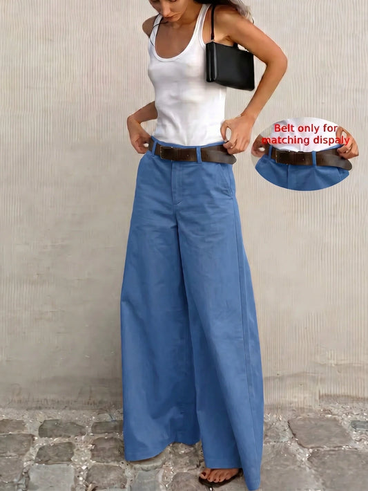 Women's Solid Color Casual Versatile Wide Leg Pants For Daily Wear