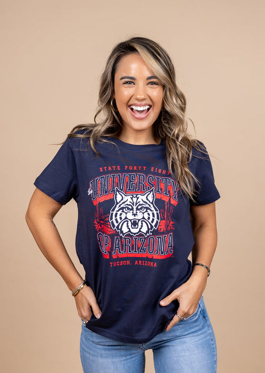 Womens Crew Neck Classic - University of Arizona Desert Wilbur - Midnight Blue