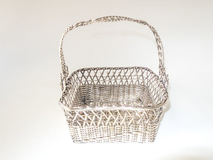 Woven Silver Plate Basket Bread Basket Hand Made