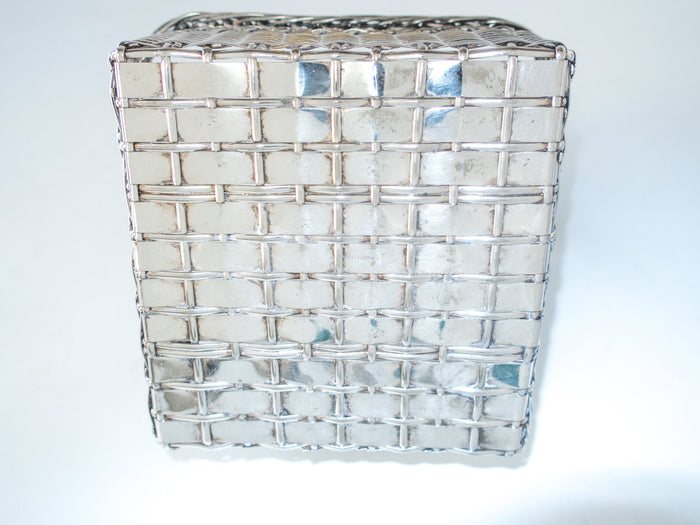 Woven Silver Plate Basket Bread Basket Hand Made