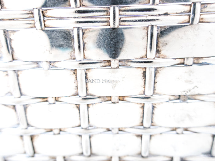 Woven Silver Plate Basket Bread Basket Hand Made
