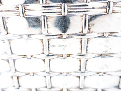 Woven Silver Plate Basket Bread Basket Hand Made
