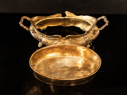 XL Antique Brass Bronze Jardiniere Art Nouveau Planter Centerpiece