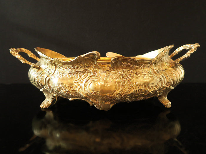 XL Antique Brass Bronze Jardiniere Art Nouveau Planter Centerpiece