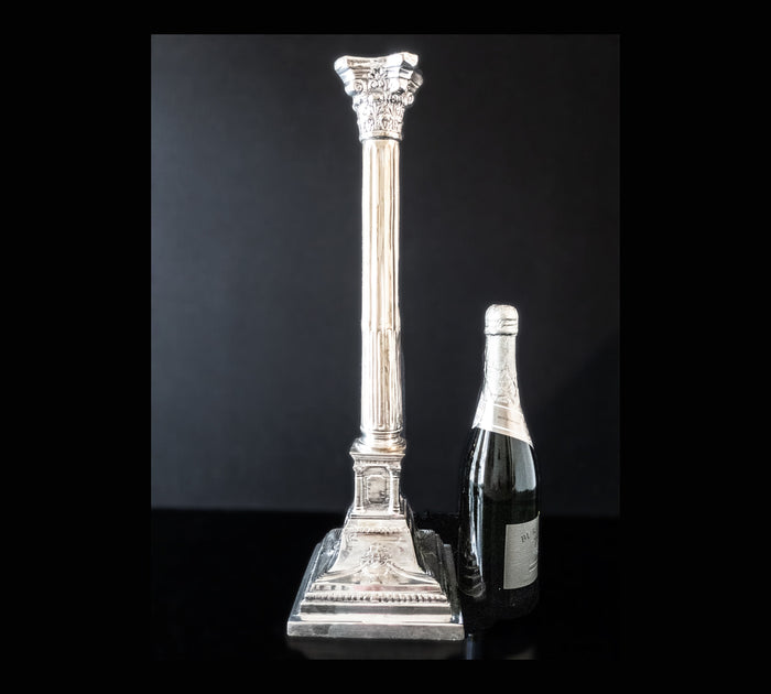 XL Corinth Style Silver Plate Candle Holder Columns 22" Tall Candle Holders