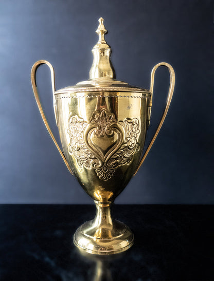 XL Vintage Brass Trophy Style Urn Loving Cup